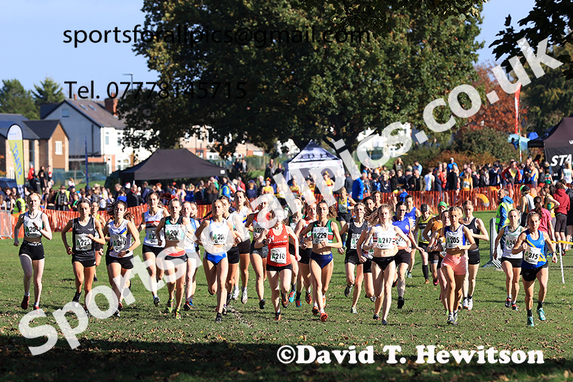 Senior women, 2024 Northern Cross Country Relays, Graves Park, Sheffield.   Photo: David T. Hewitson/Sports for All Pics